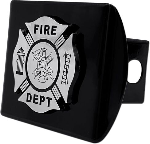 Elektroplate Fire Department Maltese Cross Chrome & Black All Metal Black Hitch Cover for Trucks and SUVs | Fits Standard 2" Trailer Hitch Receivers | Premium Weatherproof in Saudi Arabia