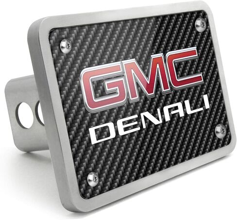 iPick Image Made for GMC Denali UV Graphic Carbon Fiber Look Billet Aluminum 2" x 2" inch Tow Hitch Cover in Saudi Arabia