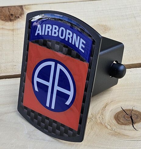 Freedom Forged 82nd Airborne Division Trailer Hitch Cover, Heavy-Duty Steel Construction, Black Powder Coat Finish, 2 Inch Receiver, Military Veteran Truck Accessory, Made in USA in Saudi Arabia