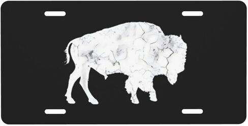 Buffalo Retro Bison Animal Lover- License Plate Aluminum Decorative Front License Plates Funny Metal Car Plate 6"X12" Novelty Vanity Tag Cover with 4 Holes Car Decor Accessory in Saudi Arabia