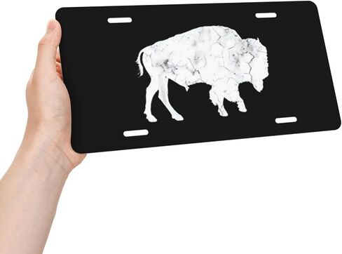 Buffalo Retro Bison Animal Lover- License Plate Aluminum Decorative Front License Plates Funny Metal Car Plate 6"X12" Novelty Vanity Tag Cover with 4 Holes Car Decor Accessory in Saudi Arabia