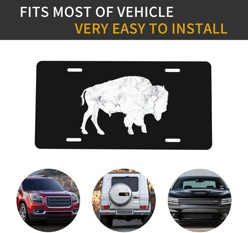 Buffalo Retro Bison Animal Lover- License Plate Aluminum Decorative Front License Plates Funny Metal Car Plate 6"X12" Novelty Vanity Tag Cover with 4 Holes Car Decor Accessory in Saudi Arabia