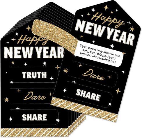 Big Dot of Happiness New Year’s Eve - Gold - New Years Eve Party Game Pickle Cards - Truth, Dare, Share Pull Tabs - Set of 12 in Saudi Arabia