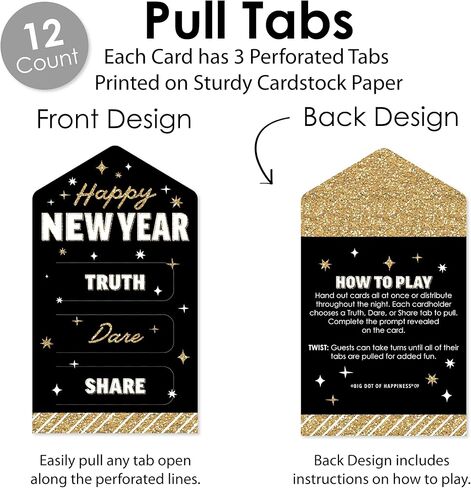 Big Dot of Happiness New Year’s Eve - Gold - New Years Eve Party Game Pickle Cards - Truth, Dare, Share Pull Tabs - Set of 12 in Saudi Arabia