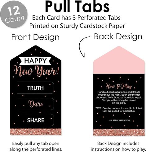 Big Dot of Happiness New Year’s Eve - Gold - New Years Eve Party Game Pickle Cards - Truth, Dare, Share Pull Tabs - Set of 12 in Saudi Arabia