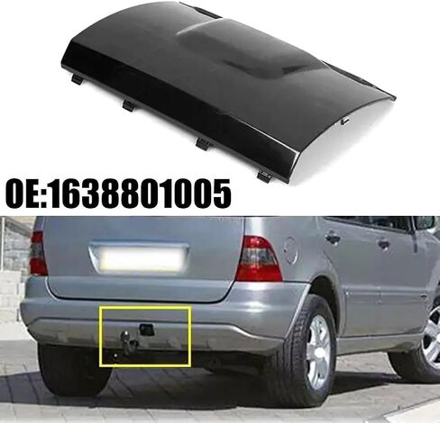 Rear Bumper Center Tow Hitch Hook Cover Cap ABS Black for Mercedes-Benz W163 ML320 ML350 1998-2005 Replace OEM 1638801005 A1638801105 in Saudi Arabia