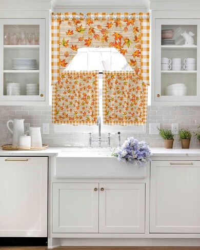 Spring Bee Tulip Sunflower Swag Valance Kitchen Curtains, Rod Pocket Valance Curtain Panels for Bedroom Living Room Bathroom Cafe Windows, Summer Red Truck Flower Floral 56''x36'' in Saudi Arabia