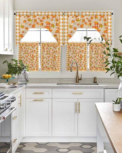 Spring Bee Tulip Sunflower Swag Valance Kitchen Curtains, Rod Pocket Valance Curtain Panels for Bedroom Living Room Bathroom Cafe Windows, Summer Red Truck Flower Floral 56''x36'' in Saudi Arabia