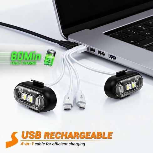 12 قطعة من مصابيح LED اللاسلكية القوية، 8 ألوان و10 أوضاع فلاش للشحن عبر USB، سطوع عالي مقاوم للماء ومضاد للتصادمات وامض ضوء تحذير للطوارئ للسيارة بدون طيار in Kuwait