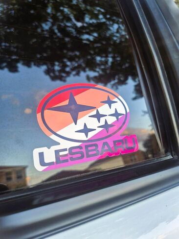 [2PCS] Lesbaru Vinyl Die-Cut Sticker, 4.5 x 3.25 inches, Water-Resistant, Weatherproof, No Scissoring Required in Saudi Arabia