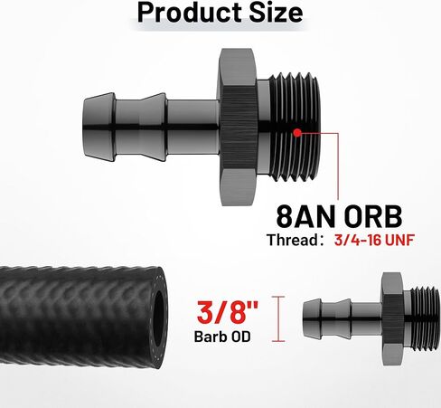 الطاقة الشريرة 8AN ORB ذكر إلى 3/8 "محول تركيب مستقيم بارب 2 قطعة in Kuwait