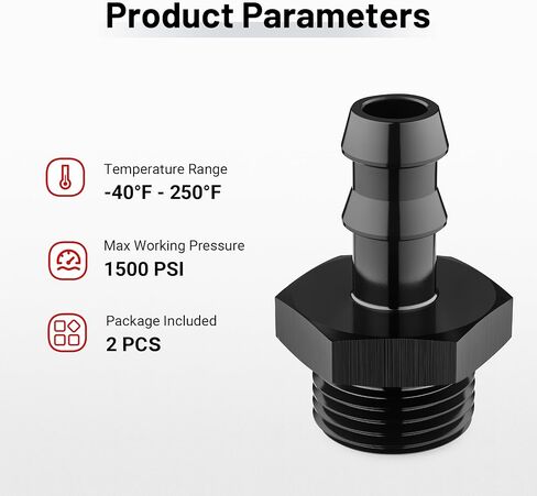 الطاقة الشريرة 8AN ORB ذكر إلى 3/8 "محول تركيب مستقيم بارب 2 قطعة in Kuwait
