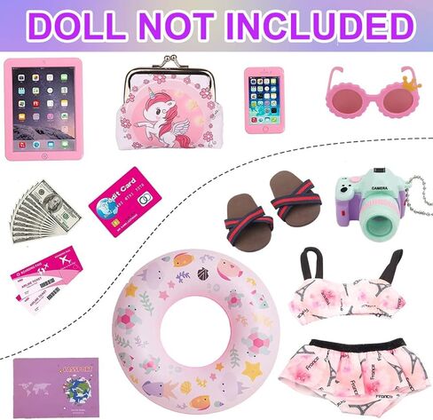 18 Inch Girl Doll Clothes and Accessories Swimming Poor Play Set Fit 18 inch Girl Dolls ,Including Swimwear Shoes Sunglasses Swimming Ring Towel etc. in Saudi Arabia