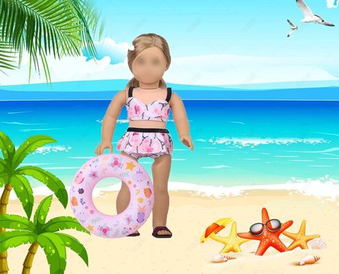 18 Inch Girl Doll Clothes and Accessories Swimming Poor Play Set Fit 18 inch Girl Dolls ,Including Swimwear Shoes Sunglasses Swimming Ring Towel etc. in Saudi Arabia