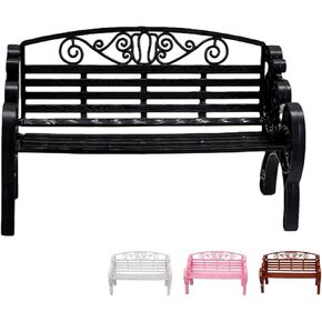 1:6 Miniature Garden Bench, Decorative Plastic Doll Furniture, Park Bench with Scrollwork Design (Black) in Saudi Arabia