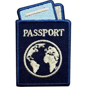 (Blue) Passport 3 Inches Embroidery Patch, Plane Travel World Iron On/Sew On Travel Embroidered Applique Patch, Fabric Patches for Clothes Backpacks Hats, Travel Lover DIY Accessories Gifts in Kuwait