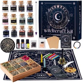 Witchcraft Kit, 67pcs Witchcraft Supplies Include Spell Candles Dried Herb Crystal Parchment, Witchy Gifts for Women, Wiccan Supplies and Tools for Beginners. (AA) in Saudi Arabia