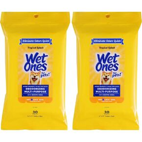 Wet Ones for Pets Desmellizing Multi-Purpose Dog Wipes with Baking Soda Dog Desmellizing Wipes for All Dogs in Tropical Splash Scent, Wet Ones Wipes for Desmellizing Dogs (Pack of 12,1200 Count Total) in Kuwait