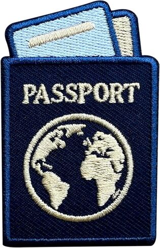 (Blue) Passport 3 Inches Embroidery Patch, Plane Travel World Iron On/Sew On Travel Embroidered Applique Patch, Fabric Patches for Clothes Backpacks Hats, Travel Lover DIY Accessories Gifts in Kuwait