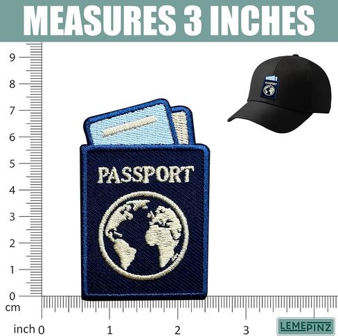 (Blue) Passport 3 Inches Embroidery Patch, Plane Travel World Iron On/Sew On Travel Embroidered Applique Patch, Fabric Patches for Clothes Backpacks Hats, Travel Lover DIY Accessories Gifts in Kuwait
