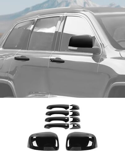 Carbon Fiber Exterior Side View Mirror Covers Caps & Door Handle Covers Trim Fit for 2010-2020 Jeep Grand Cherokee in Saudi Arabia
