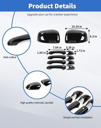 Carbon Fiber Exterior Side View Mirror Covers Caps & Door Handle Covers Trim Fit for 2010-2020 Jeep Grand Cherokee in Saudi Arabia