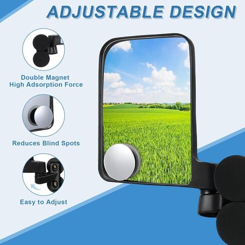 Universal Forklift Mirrors-1 Pair 360 Degrees Adjustable, 8.26" × 4.52" Rear View Mirror, Fit for All Forklift Types, Easy Install, Shatterproof HD Glass, Durable, Wide View in Saudi Arabia