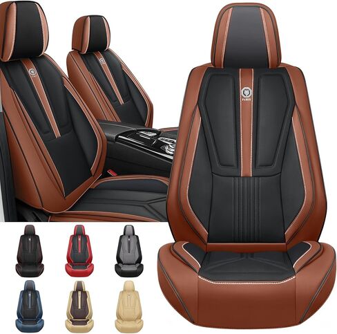 Arazi Front Seat Covers for Subaru Outback 2001-2025, Nappa Leather Seat Cover Full Coverage Waterproof Car Seat Protector (Black&Brown,2 Seats Standard) in Saudi Arabia