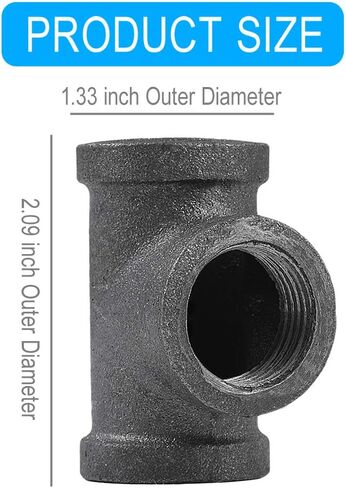 20 Pack 1/2 Inch Tee Threaded Pipe Fittings, Cast Pipe Fittings for DIY Furniture Decorative, Steampunk Industrial Vintage Style. in Kuwait