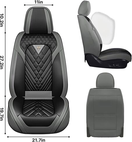 Car Seat Covers Fit for Nissan Titan 2004-2024,Waterproof Wear-Resistant Premium Leather Seat Covers Breathable Seat Protector Coverage Automotive Seats Cushions (Full Set,Black-Gary) in Kuwait