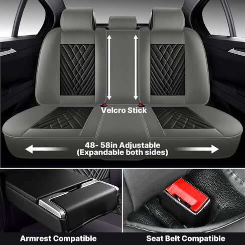 Car Seat Covers Fit for Nissan Titan 2004-2024,Waterproof Wear-Resistant Premium Leather Seat Covers Breathable Seat Protector Coverage Automotive Seats Cushions (Full Set,Black-Gary) in Saudi Arabia