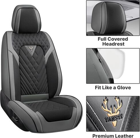 Car Seat Covers Fit for Nissan Titan 2004-2024,Waterproof Wear-Resistant Premium Leather Seat Covers Breathable Seat Protector Coverage Automotive Seats Cushions (Full Set,Black-Gary) in Saudi Arabia