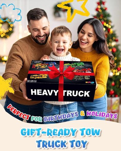 Toddler Boy Toys for 3 + Year Old, Large Semi Truck Toy with Racing Car and Helicopter Toy， Police Car Toy, Birthday for Kids Child Over 3 Years Old, 25'' in Saudi Arabia
