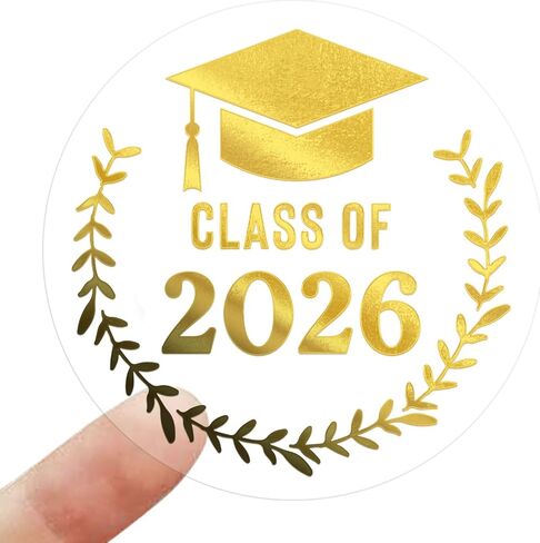 100 Pack Class of 2026 Graduation Stickers – Gold Foil Embossed Labels for Graduates – Metallic Foil Seals for Invitations, Envelopes & Party Favors (Class of 2026 Gold) in Kuwait