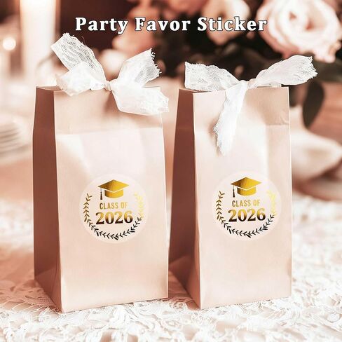 100 Pack Class of 2026 Graduation Stickers – Gold Foil Embossed Labels for Graduates – Metallic Foil Seals for Invitations, Envelopes & Party Favors (Class of 2026 Gold) in Kuwait