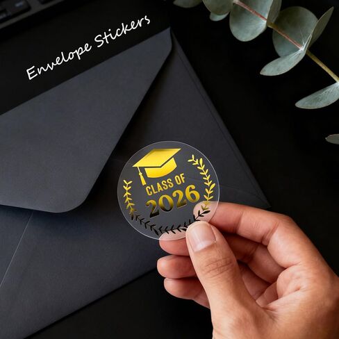 100 Pack Class of 2026 Graduation Stickers – Gold Foil Embossed Labels for Graduates – Metallic Foil Seals for Invitations, Envelopes & Party Favors (Class of 2026 Gold) in Kuwait
