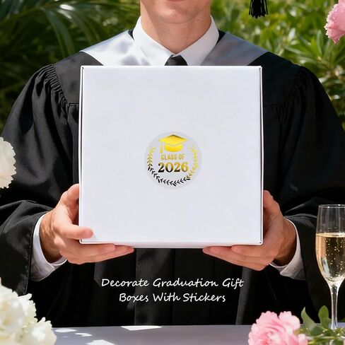 100 Pack Class of 2026 Graduation Stickers – Gold Foil Embossed Labels for Graduates – Metallic Foil Seals for Invitations, Envelopes & Party Favors (Class of 2026 Gold) in Kuwait