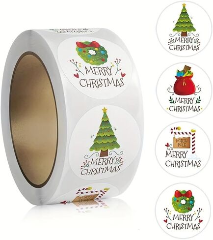 500Pcs Merry Christmas Stickers, Festive Holiday Labels for Party, Envelopes, Stationery, Cards, Gift Sealing - Assorted Designs in Saudi Arabia