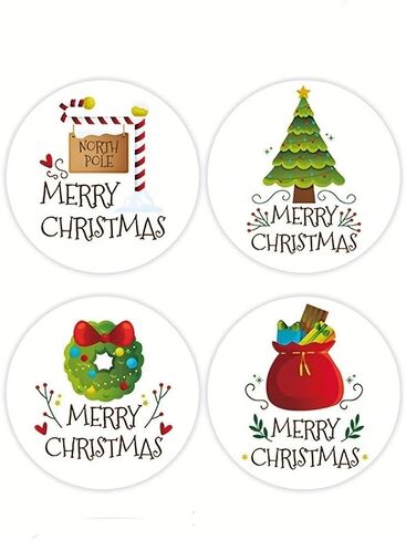 500Pcs Merry Christmas Stickers, Festive Holiday Labels for Party, Envelopes, Stationery, Cards, Gift Sealing - Assorted Designs in Saudi Arabia