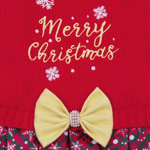 CuteBone Halloween Dog Sweater Dress Spooky Embroidery Turtleneck Puppy Sweater with Bowtie Leash Hole Pullover Winter Dress for Small Dogs in Kuwait