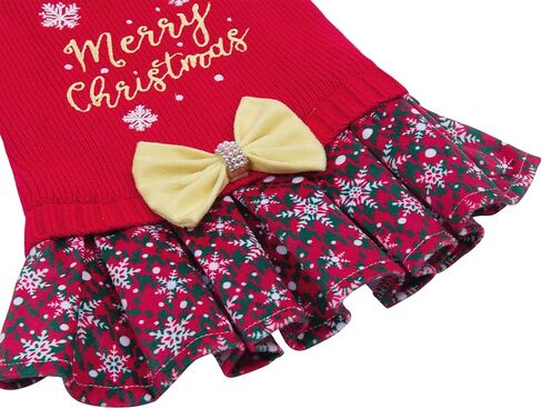 CuteBone Halloween Dog Sweater Dress Spooky Embroidery Turtleneck Puppy Sweater with Bowtie Leash Hole Pullover Winter Dress for Small Dogs in Kuwait