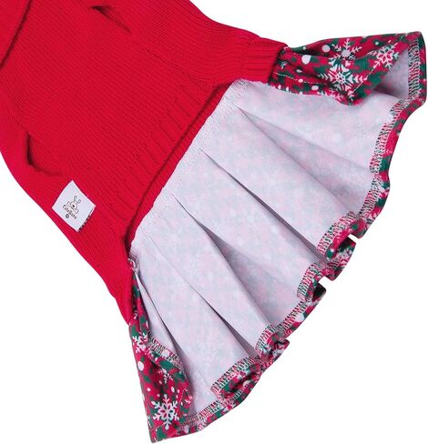 CuteBone Halloween Dog Sweater Dress Spooky Embroidery Turtleneck Puppy Sweater with Bowtie Leash Hole Pullover Winter Dress for Small Dogs in Kuwait