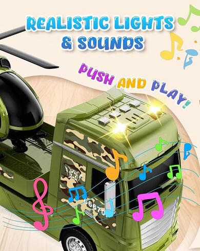 Toddler Boy Toys for 3 + Year Old, Large Semi Truck Toy with Racing Car and Helicopter Toy， Police Car Toy, Birthday for Kids Child Over 3 Years Old, 25'' in Saudi Arabia