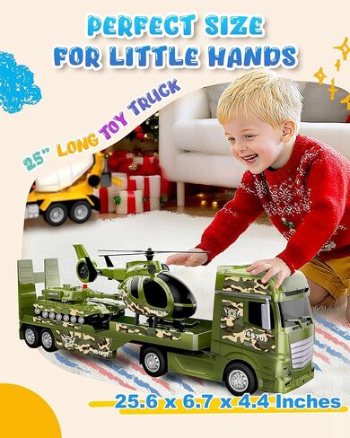 Toddler Boy Toys for 3 + Year Old, Large Semi Truck Toy with Racing Car and Helicopter Toy， Police Car Toy, Birthday for Kids Child Over 3 Years Old, 25'' in Saudi Arabia