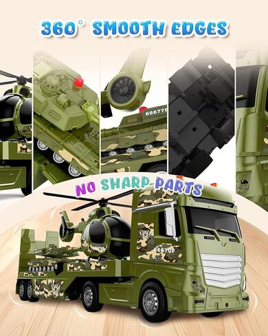 Toddler Boy Toys for 3 + Year Old, Large Semi Truck Toy with Racing Car and Helicopter Toy， Police Car Toy, Birthday for Kids Child Over 3 Years Old, 25'' in Saudi Arabia