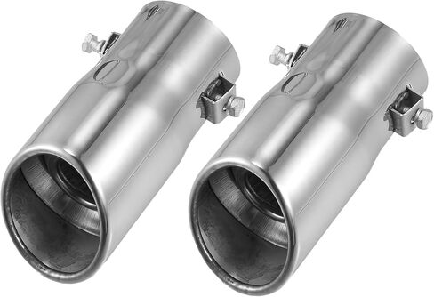 Motoforti 2.5 Universal Muffler Exhaust Car Exhaust Muffler Tip Tailpipe, 2.25 Inch Inlet 2.5 Inch Outlet, Exhaust Pipe, Stainless Steel, Silver Tone, 2 Pcs in Saudi Arabia