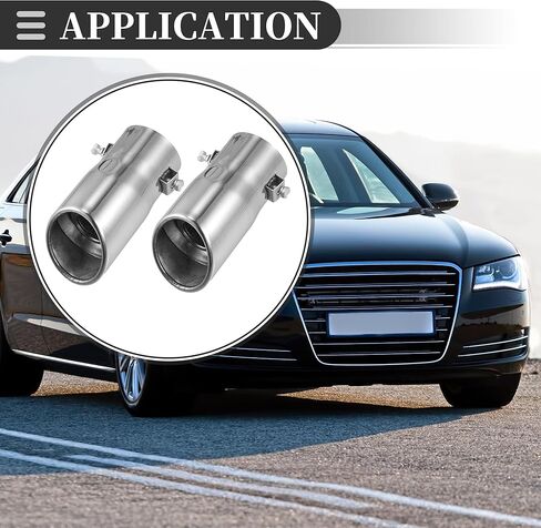Motoforti 2.5 Universal Muffler Exhaust Car Exhaust Muffler Tip Tailpipe, 2.25 Inch Inlet 2.5 Inch Outlet, Exhaust Pipe, Stainless Steel, Silver Tone, 2 Pcs in Saudi Arabia