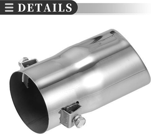 Motoforti 2.5 Universal Muffler Exhaust Car Exhaust Muffler Tip Tailpipe, 2.25 Inch Inlet 2.5 Inch Outlet, Exhaust Pipe, Stainless Steel, Silver Tone, 2 Pcs in Saudi Arabia