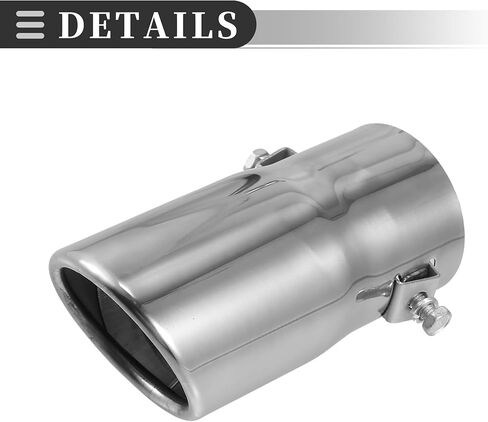 Motoforti 2.5 Universal Muffler Exhaust Car Exhaust Muffler Tip Tailpipe, 2.25 Inch Inlet 2.5 Inch Outlet, Exhaust Pipe, Stainless Steel, Silver Tone, 2 Pcs in Saudi Arabia