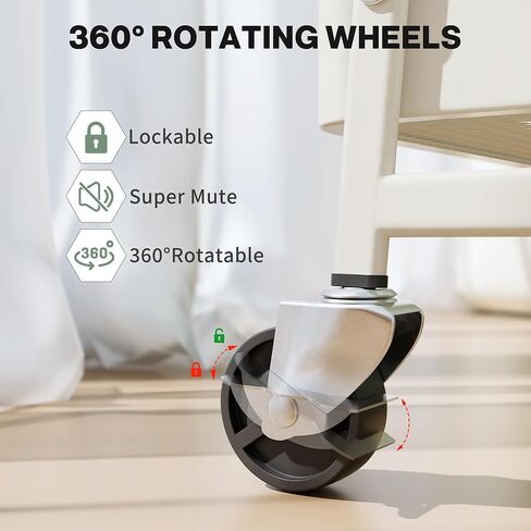 Simple Deluxe 3 Tier Small Rolling Cart, Metal Utility Storage Organizer for Kitchen, 16.9"(L) x 12.2"(W) x 30.9"(H), Movable Bathroom Organizers and Storage Trolley with Wheels, White in Saudi Arabia
